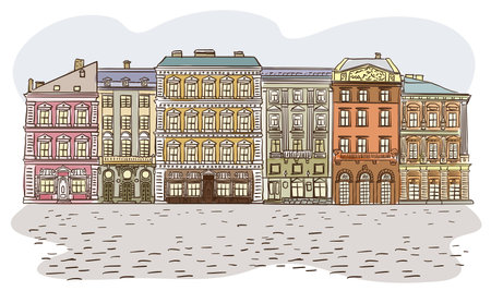 Antique European street.のイラスト素材