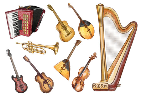 Musical instruments. Vector set.のイラスト素材
