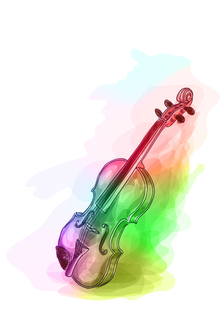 Violin in iridescen colours. Vector illustration.のイラスト素材