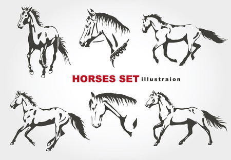 Horses. Vector set.のイラスト素材