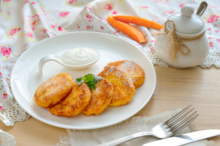 ?heese-pancakes with carrotの写真素材
