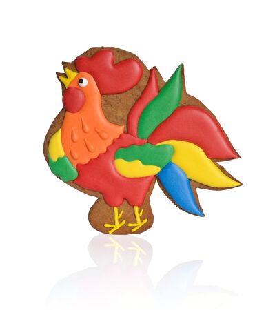 Gingerbread - rooster. Isolated on white background.の写真素材
