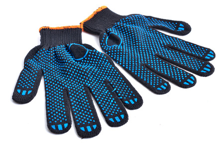 Black work gloves isolated on white background.