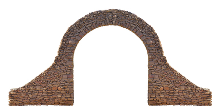 Stone arch isolated on white background.の写真素材