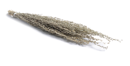 Dried medicinal herbs raw materials isolated on white. Artemisia absinthium  or absinthe, absinthe...