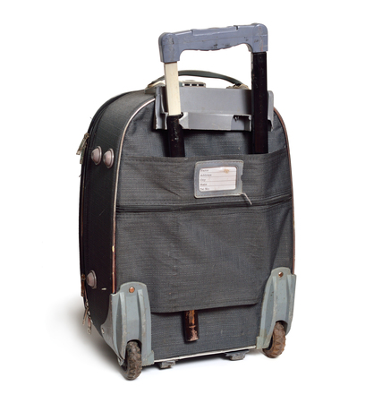 Check in Luggage, Travel Bag Damaged During Airporrt Handing. Isolated on whiteの写真素材