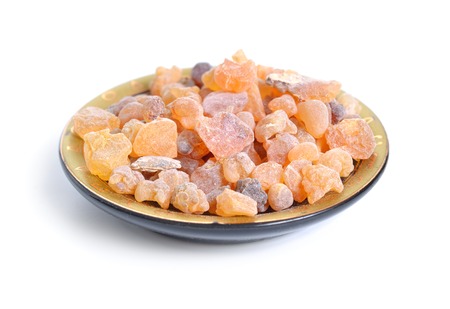 Frankincense olibanum resin. Isolated on white background.の写真素材