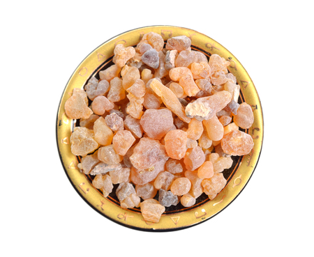 Frankincense olibanum resin. Isolated on white background.の写真素材