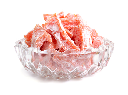Candied pumpkin Succade isolated on white background.の写真素材