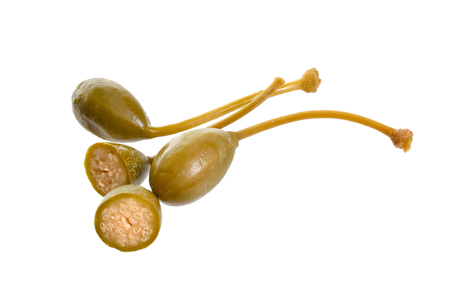 Pickled caper berries isolated on white background. Full dept of field.の写真素材