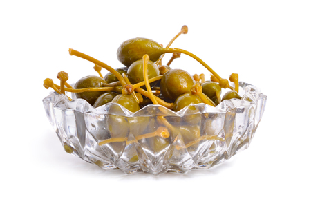 Pickled caper berries isolated on white background.の写真素材