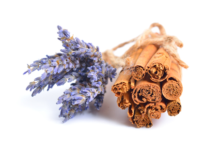Cinnamon sticks from Sri Lanka isolated on white backgroundの写真素材