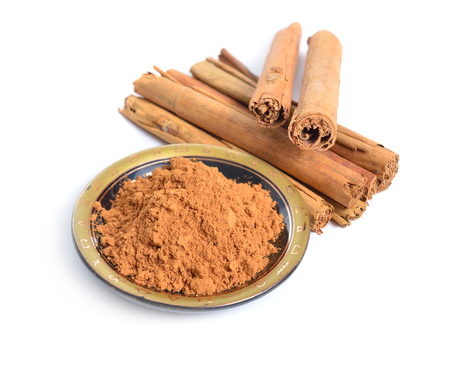 Cinnamon sticks from Sri Lanka isolated on white backgroundの写真素材