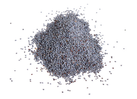 Papaver seed closeup isolated on white background.の写真素材