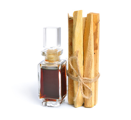 Palo santo, Holy Wood sticks with essential oil. Isolated on white backgroundの写真素材