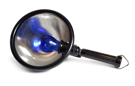 Minin's Minin Reflector with blue lamp isolated on white background.の写真素材