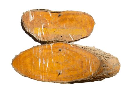 Rustic wooden board, Old plank. Isolated on white background.の写真素材