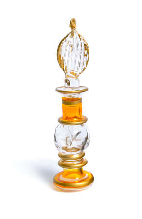 Vintage perfume bottle. Isolated on white backgroundの写真素材