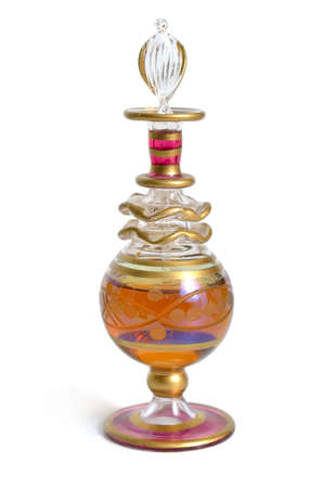 Vintage perfume bottle. Isolated on white backgroundの写真素材