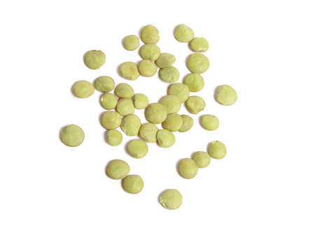 Green lentils seed or Lens culinaris or Lens esculenta. Isolated on whiteの写真素材