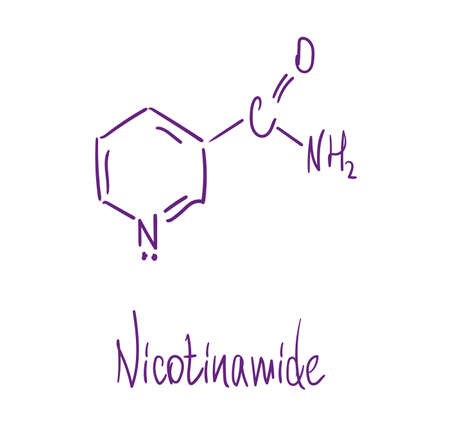 Niacinamide or nicotinamide NAM. Vector illustration Hand drawnのイラスト素材