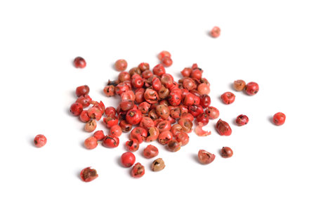 Seed of Schinus terebinthifolia or Brazilian peppertree, aroeira or rose pepper, broadleaved pepper tree, isolatedの写真素材