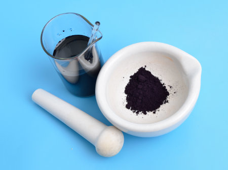 Indigo carmine, or 5,5 indigodisulfonic acid sodium salt.の写真素材