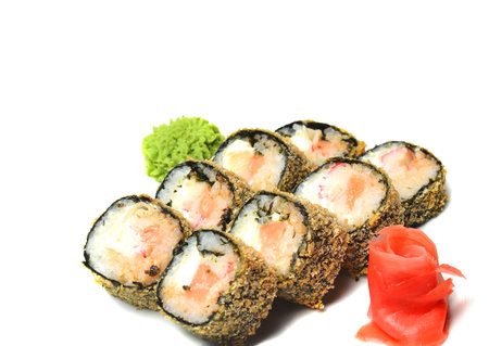 Sushi roll banzai. Hot roll philadelphia with shrimp.の写真素材