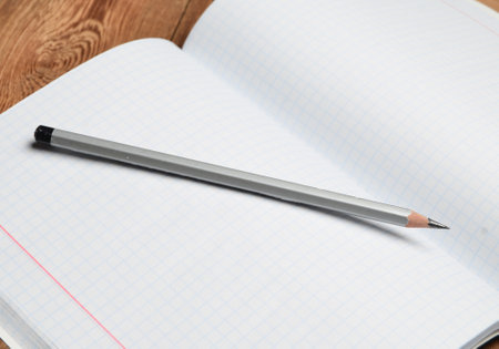 Pencil on a notebook in a cage.の写真素材