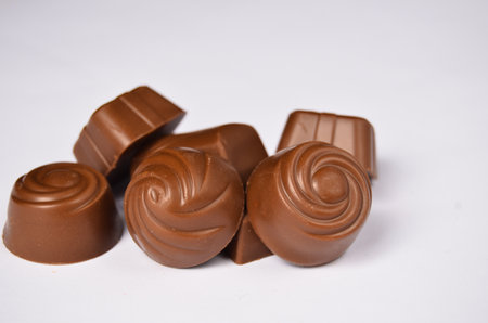 Chocolate candies on a white background