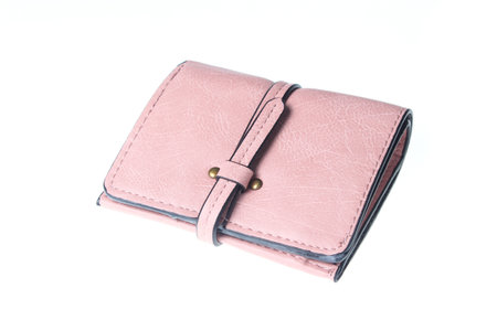 Leather wallet isolated on white backgroundの写真素材