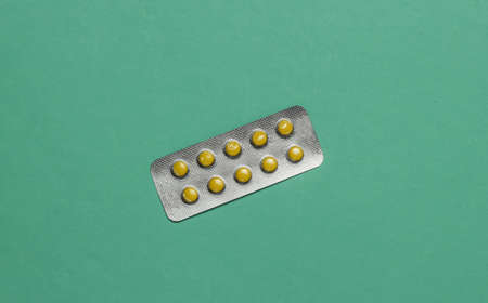 Minimalistic medical still life. Blister of pills