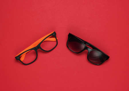 Stylish glasses without lenses and sunglassesの写真素材