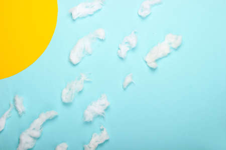 Handmade clear sunny sky with clouds. Good weatherの写真素材