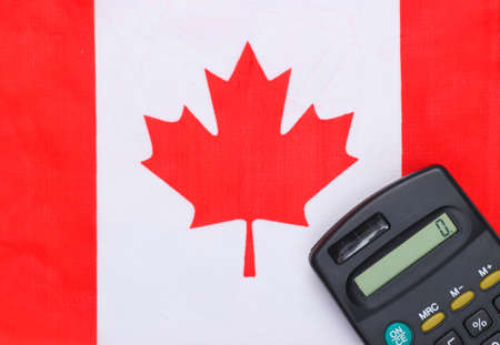 Calculator with the flag of Canadaの写真素材
