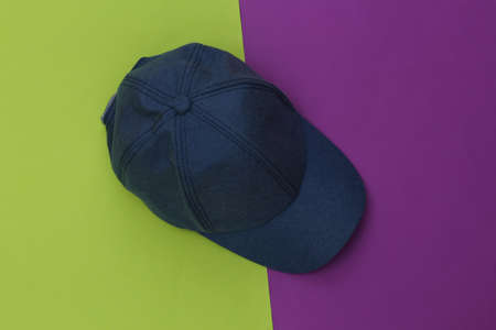 Cap on purple green background. top viewの写真素材