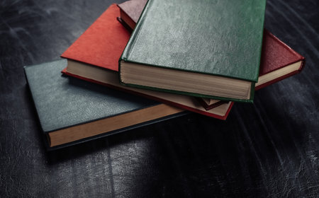 Books on blackboard. back to school