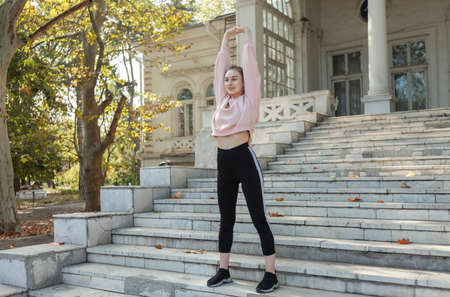 Fitness woman exercising outdoors. healthy lifestyle
