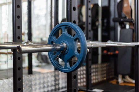 Disc barbell close up in the gym
