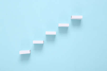 White steps on a blue background. minimalism. concept art.の写真素材