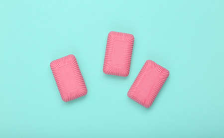 Bars of soap on a blue background