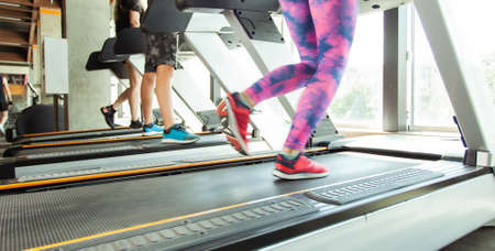 Legs running on a treadmill. healthy lifestyle conceptの写真素材