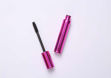 Eyelash brush with mascara on white background, beauty conceptの写真素材