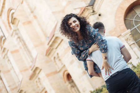 Young couple having fun outdoors. romantic conceptの写真素材