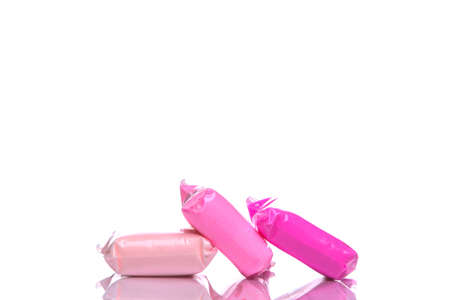 Air plastic mass for modeling colored ultralight plastic isolated on white background.