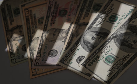 Shadow of chart bars with dollar bills