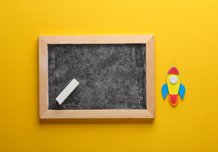 Space shuttle on a chalk board. Education, startup conceptの写真素材