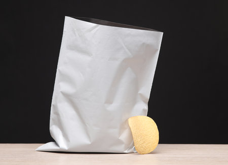 Chips pack mockup for design template on black backgroundの写真素材