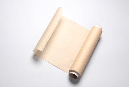 cooking paper roll on gray backgroundの写真素材