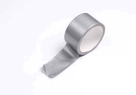 Roll of metallic duct tape on white backgroundの写真素材